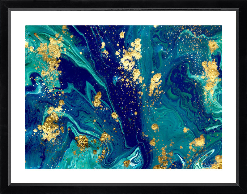 Turquoise - Single Picture Frame Print, 218.44 cm H x 167.64 cm W, Gloss Black