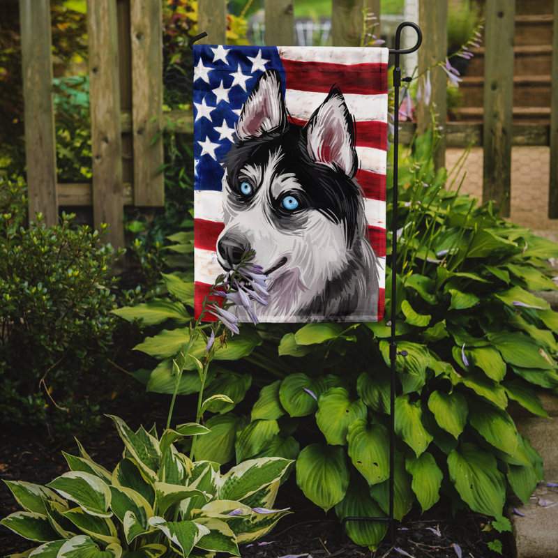 Polyester à 2 côtés 15 x 11 po drapeau de jardin, Husky sibérien