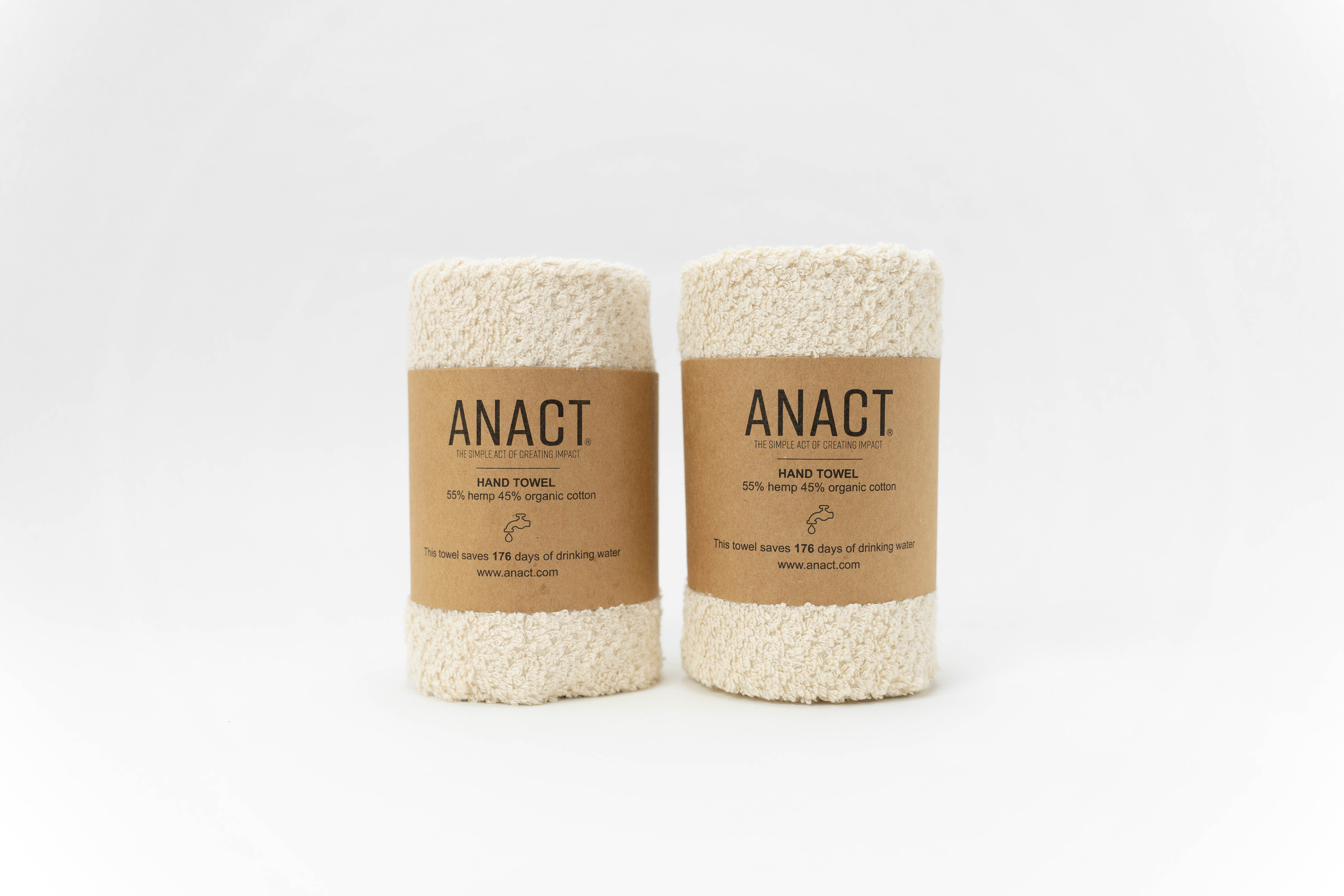 Anact Hemp Organic Bath Towels or Set, 2 Colors, 4 Sizes, 55% Hemp