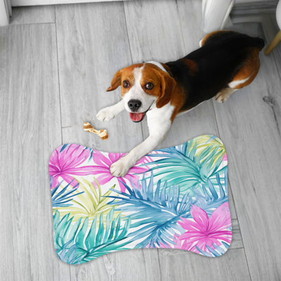 Tropical Leaf Patterns - 1 Piece Bone Shape Feeding Mat