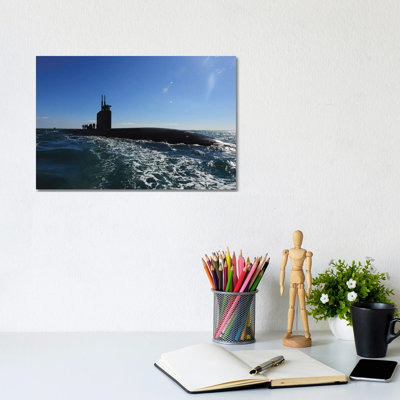 Attack Submarine USS Scranton Pulls Into Augusta Bay by Stocktrek Images - Wrapped Canvas Print
