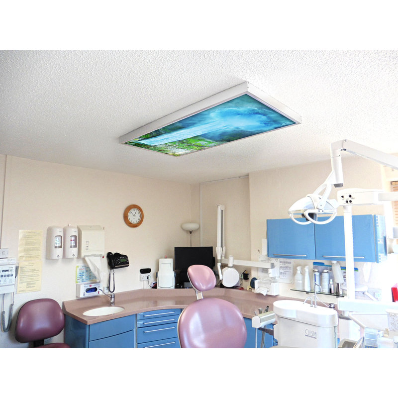Waterfall Classroom Fluorescent Light Covers for Ceiling Lights - For 2x4 Fixture - by Octo Lights