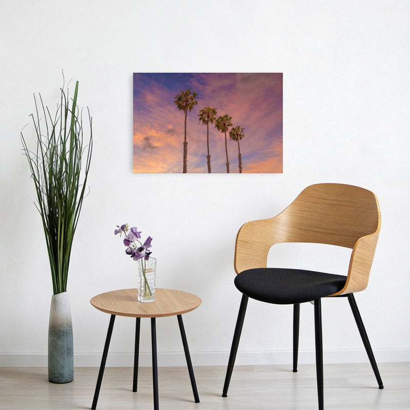 Sunset Palm Trees Minimalist Romantic Abstract Palm Tree Coastal Wall Art Print 1 Piece Wrapped Canvas Wall Art