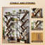 Bibliothèque industrielle à trois colonnes de 178 cm de hauteur avec 24 tablettes ouvertes, meuble de rangement, structure métallique