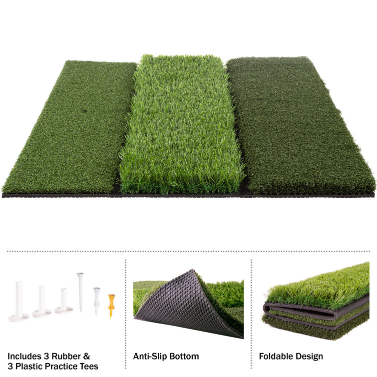 GoSports Tri-Turf XL Golf Practice Hitting Mat - Huge 24 Inch x 24 Inch for  Optimal Practice