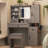 Farmhouse Vanity Desk With Sliding Mirror, LED Lights, And Charging Station, Dressing Table With 4 Drawers And 2 Cabinets, Gray-720978392