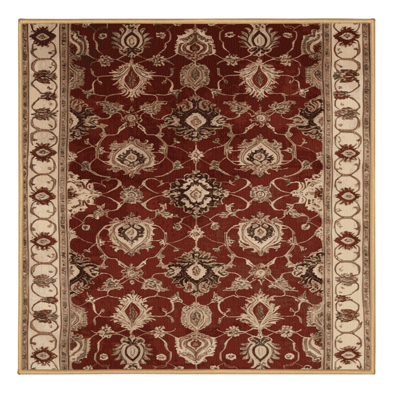 Tapis brun français lavable à la machine, Carré 4 pi