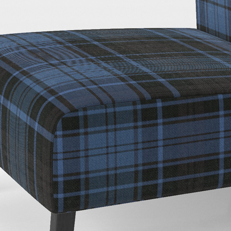 Fauteuil de chambre rembourré à motif tartan à carreaux vert et orange, Bleu / Noir