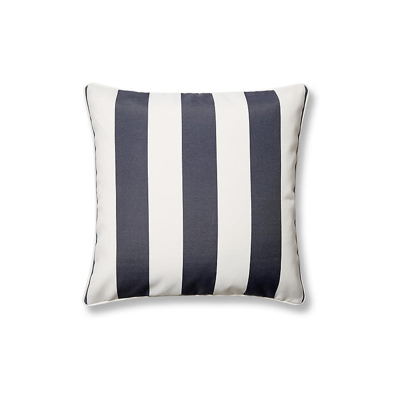 Cabana Stripe Outdoor Throw Pillow, Gray