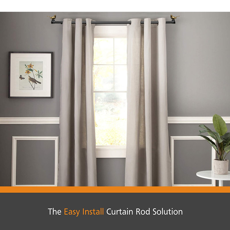 Renaissance Gold Bird Finial Adjustable Curtain Rod, 84"-120"
