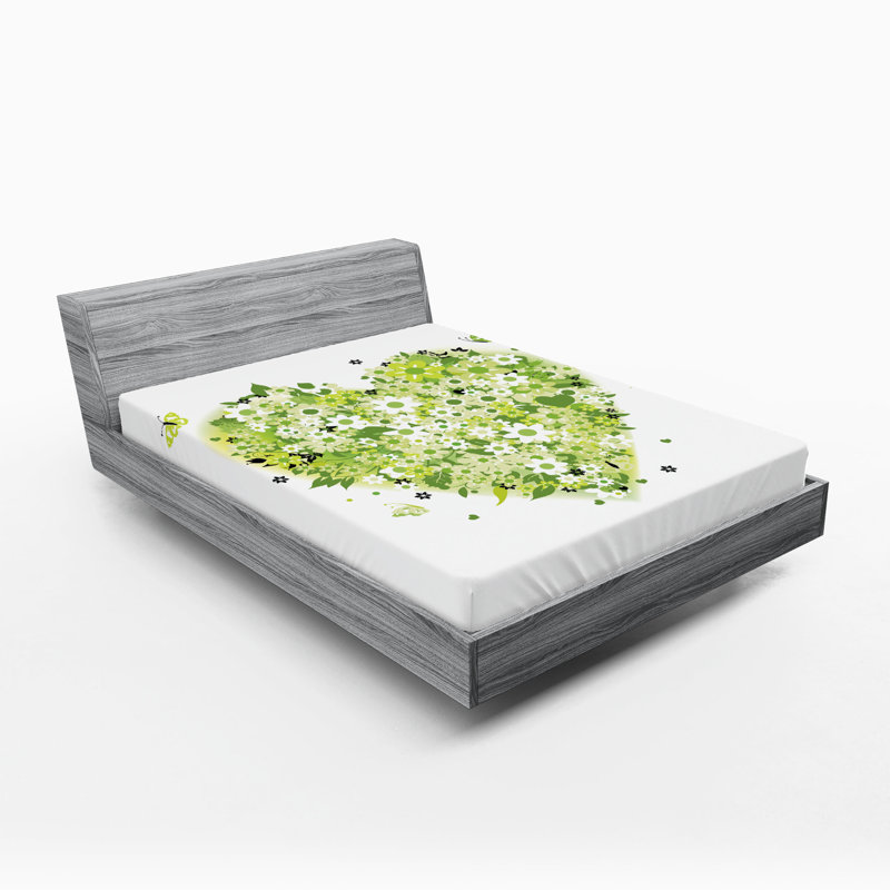 Ensemble de 2 draps-housse Ambesonne Green Flower, Drap-housse de taille très grand