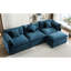 Salon en chenille bleu en forme de L avec 5 coussins, chenille moderne luxueuse, construction-932399113-932399112