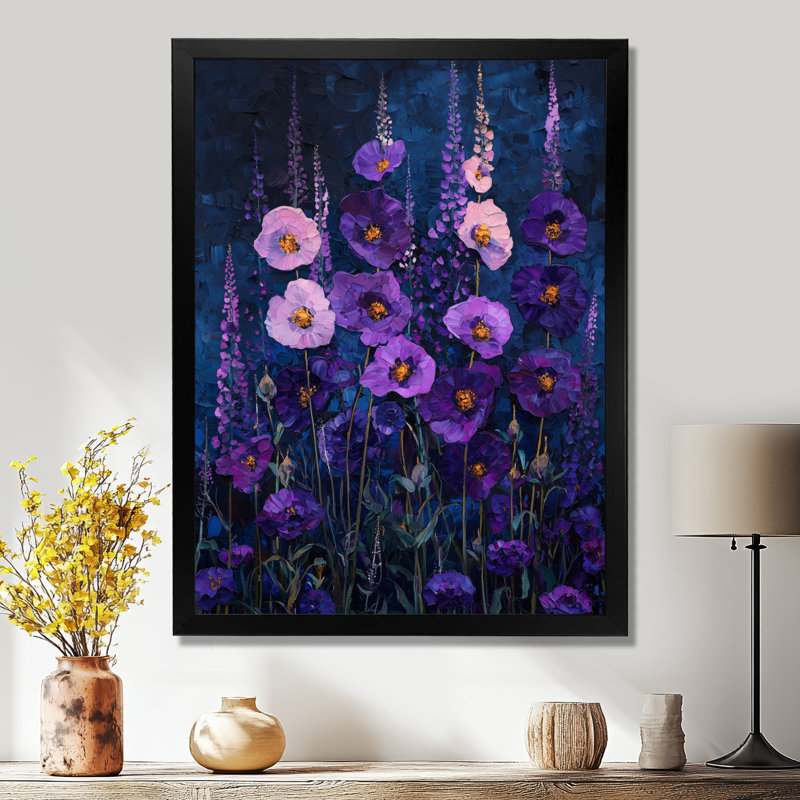 Barrington - Art mural sur toile à motif floral, Noir, H 20 po x l 12 po, Reproduction encadrée d'une seule photo