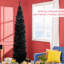 Arbre de Noël artificiel noir 8 pi, 618 branches, arbre mince avec support en plastique noir