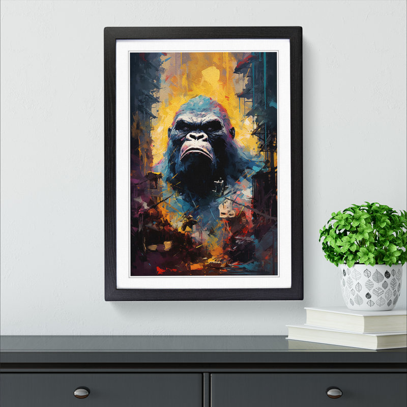 King Kong Impressionism - Framed Print, Black Framed, 64cm H x 46cm W x 2" D