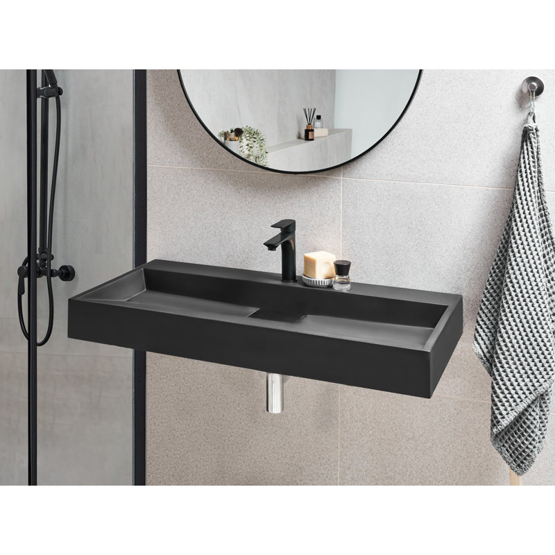 Wall Hung Basin QUENKO, 1000cm H x 460cm W x 120cm D, Black, 1