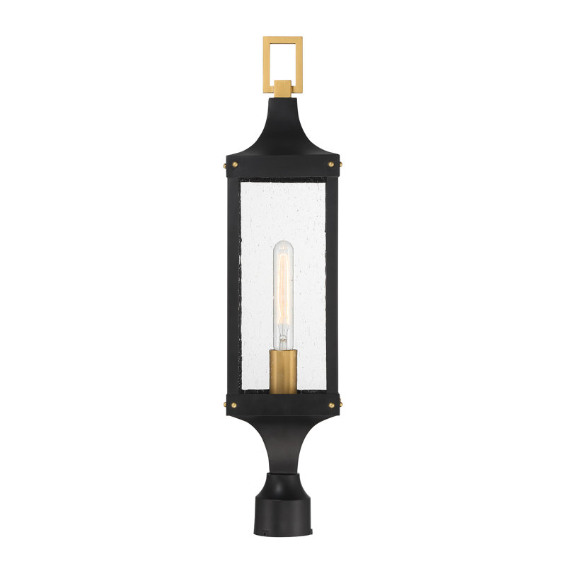 Lanterne murale d'extérieur 1 lumière Savoy House Glendale en noir mat et laiton brossé patiné