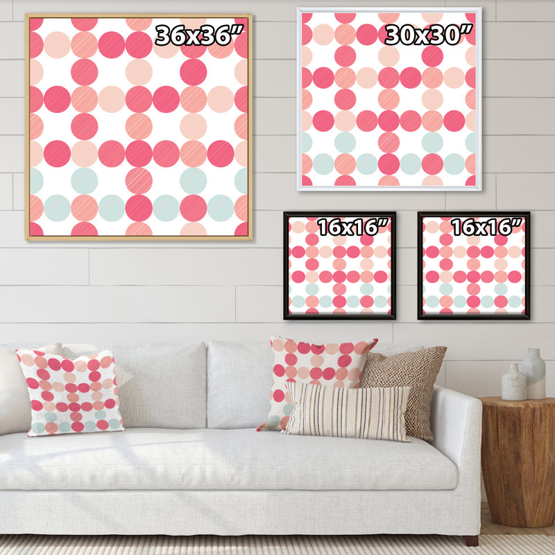 À pois rétro - reproduction sur toile, H 36 po x l 36 po x P 1,5 po, Cadre flottant blanc