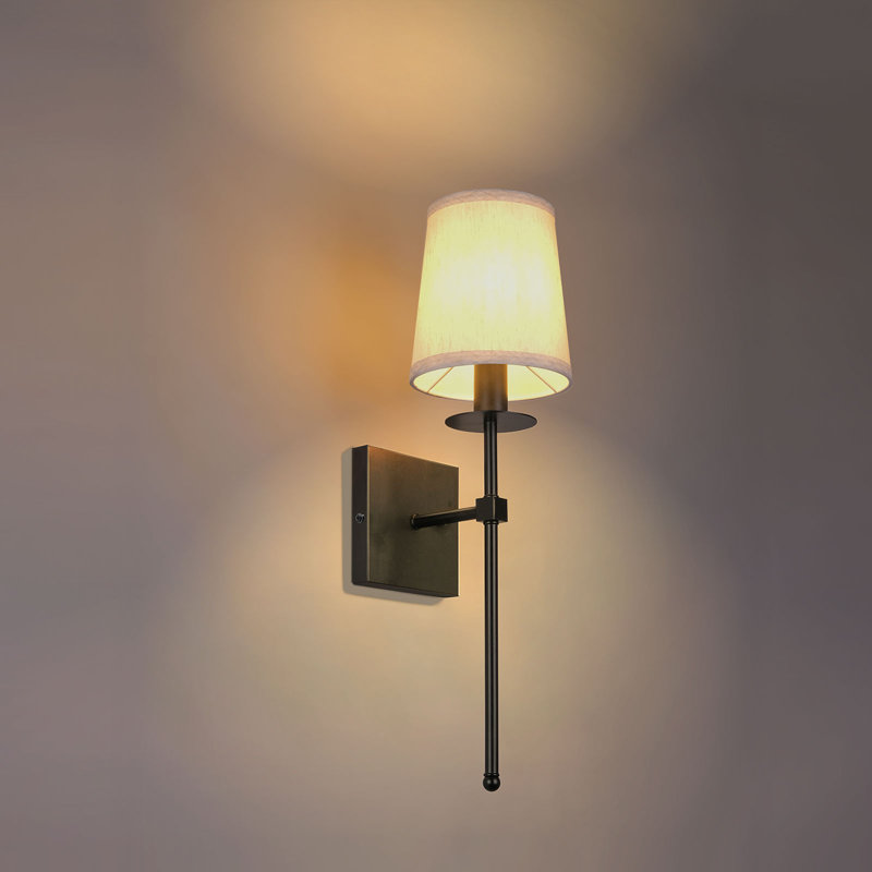Metal Wall Sconce with Linen Shade