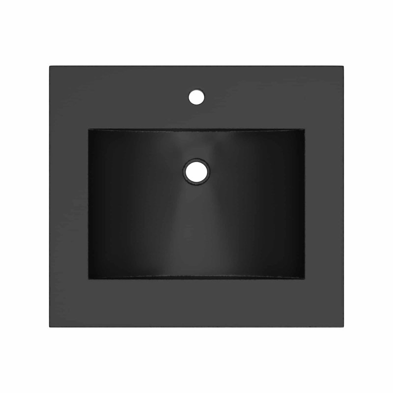 Comptoir de meuble-lavabo en béton 24 po avec lavabo intégré en charbon Palomar - trou de robinet simple, Gris anthracite