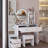 17" Round LED Lighted Vanity Table Set with Stool, Touch 3 Color Mirror, Multi-Layer Storage for Small Spaces