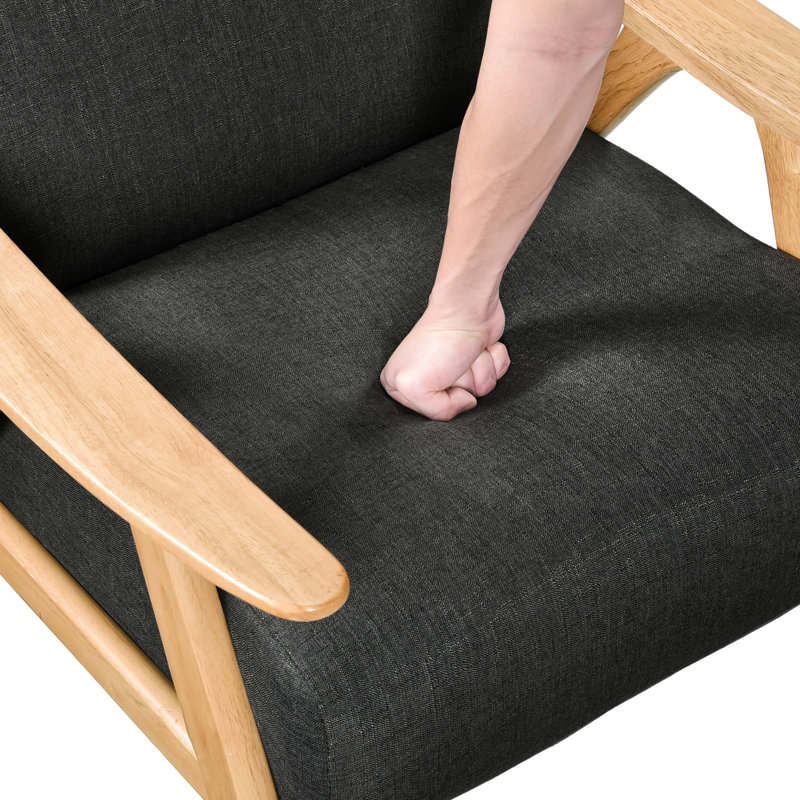 Élégante chaise gris foncé, base en bois massif, rembourrage en mousse pour le confort Chaise d'appoint moderne en tissu, structure avec ressorts ensachés et finition naturelle