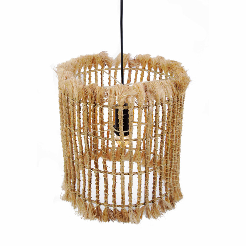 1 - Light Lantern Cylinder Pendant with Rope Accents