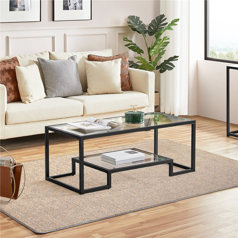 Frame Coffee Table with Storage, Black