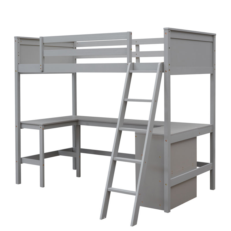 Lit mezzanine avec tablettes et bureau