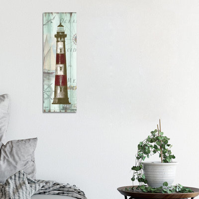 Antique La Mer Lighthouse Panel II by Tre Sorelle Studios - Wrapped Canvas Panoramic Print