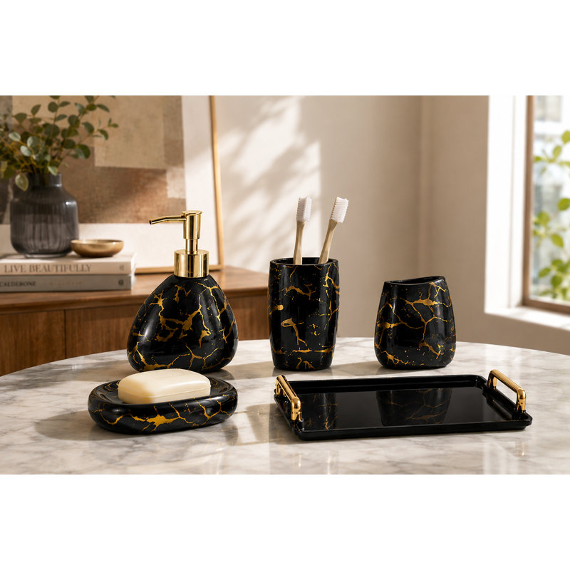 Black Bathroom Accessories Set