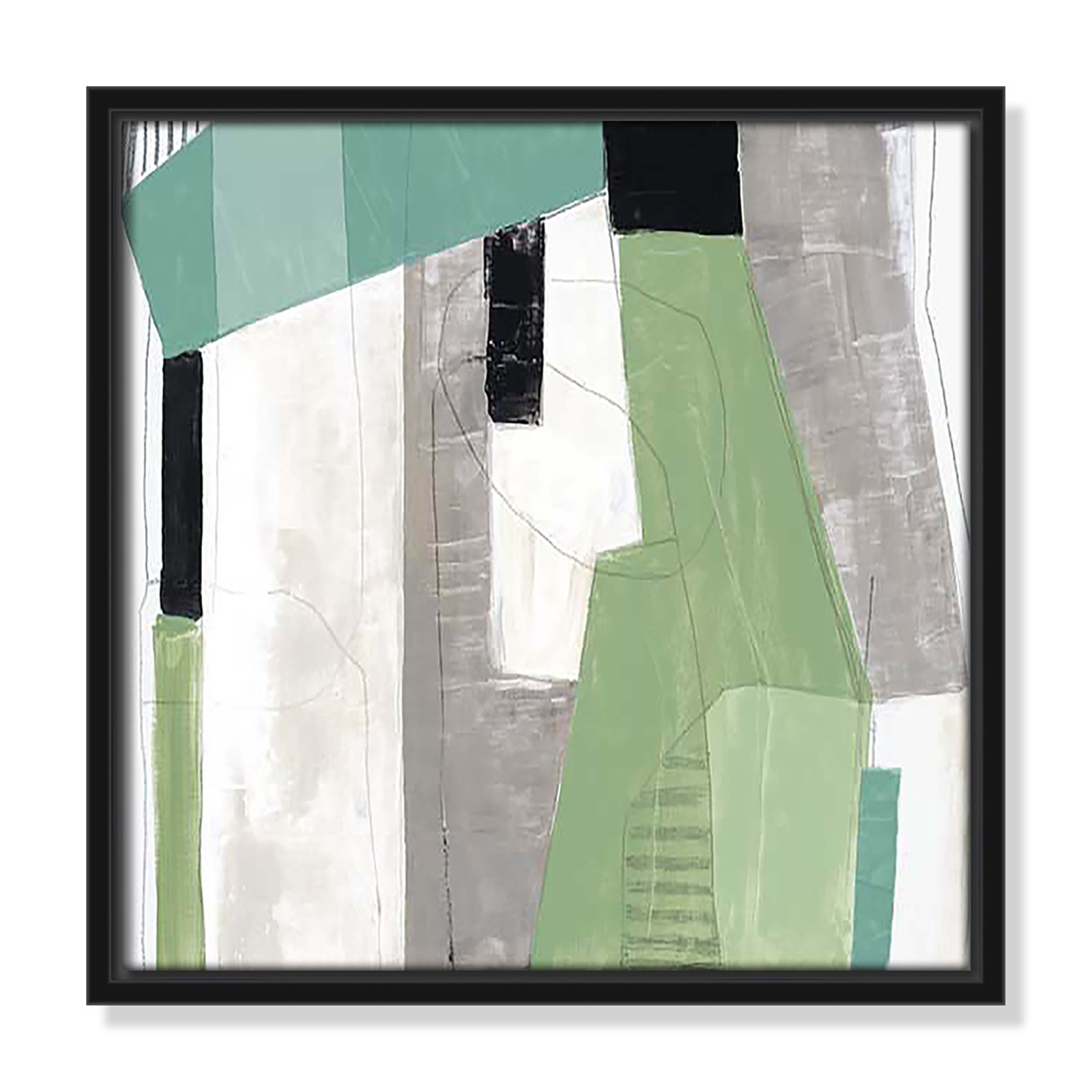 Evergreen Essence I by Tom Reeves, Black Floater Framed, 13.5" H x 13.5" W x 2" D