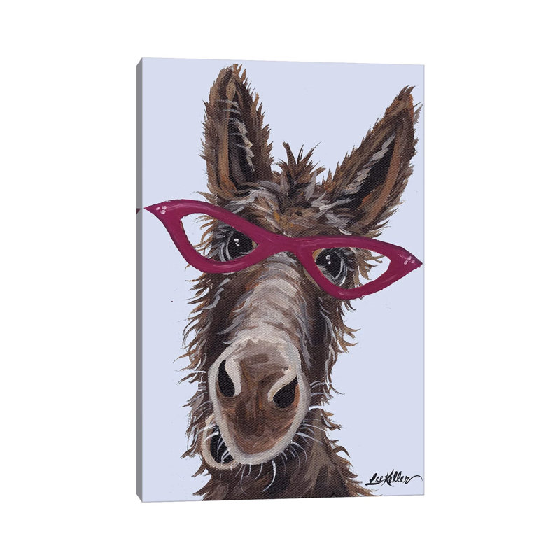 Donkey With Glasses by Hippie Hound Studios - Wrapped Canvas Print, 20.32 cm H x 30.48 cm W