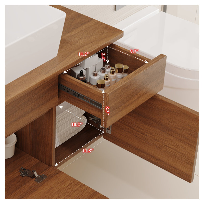 Meuble-lavabo flottant 31,5 po Mid-Century