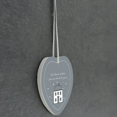 The Seasonal Aisle Christmas House Heart Shaped Ceramic Ornament