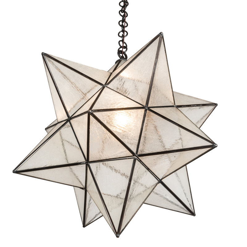 Craftsman Brown Moravian Star Seedy Glass Pendant Light