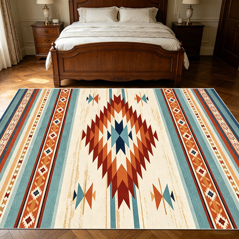 Tapis à rayures géométriques 1 pièce Southwestern Aztec, Rectangle 6 pi x 8 pi 4 po