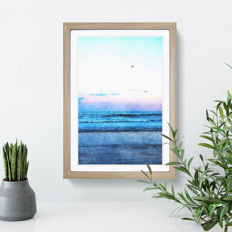 Seagulls Flying High - Framed Print, 87cm H x 62cm W x 2cm D, Oak Framed