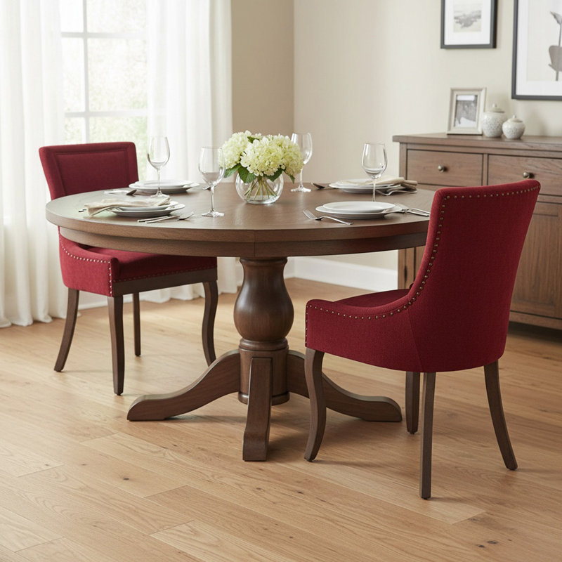 Upholstered Dining Chairs Set of 2, Modern Dining Room Parson Chair, Dinner Side Chairs for Kitchen Dining Room, Burgundy