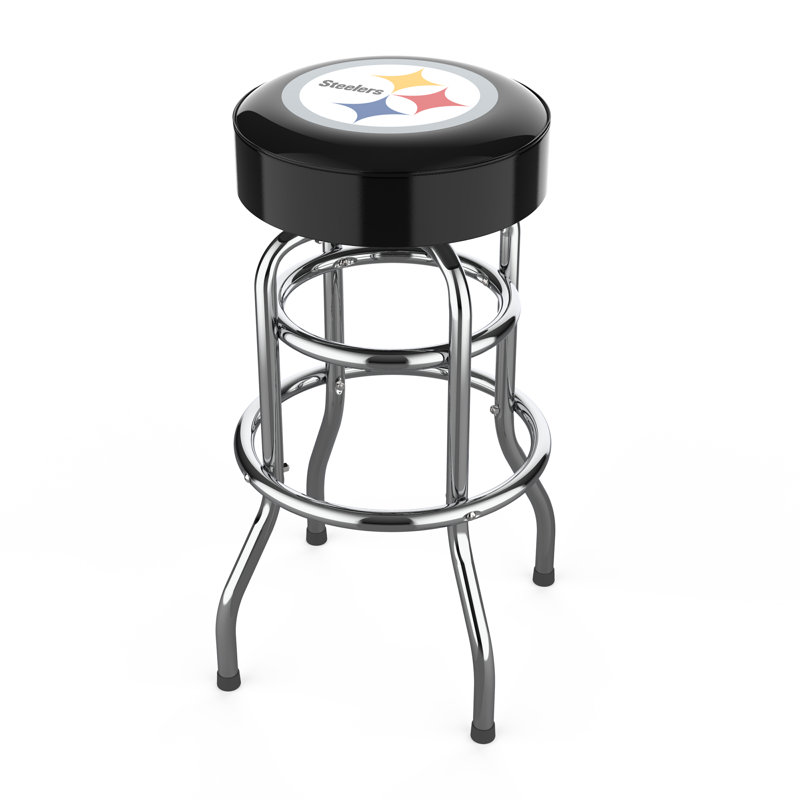 Commercial Grade Chrome Swivel Bar Stool with Vibrant Team Colors  , Pittsburgh Steelers
