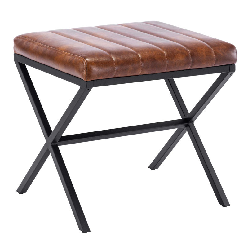 Armgard Metal Accent Stool, Yellowish Brown, Black