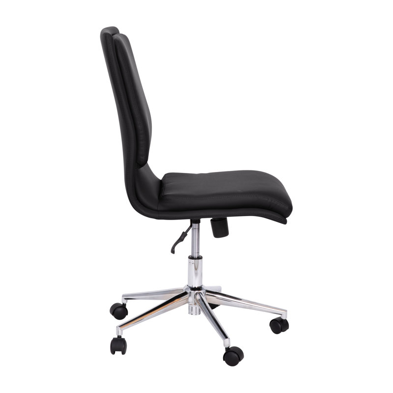 Mid-Back Armless Office Task Chair with Metal 5-Star Base, Black