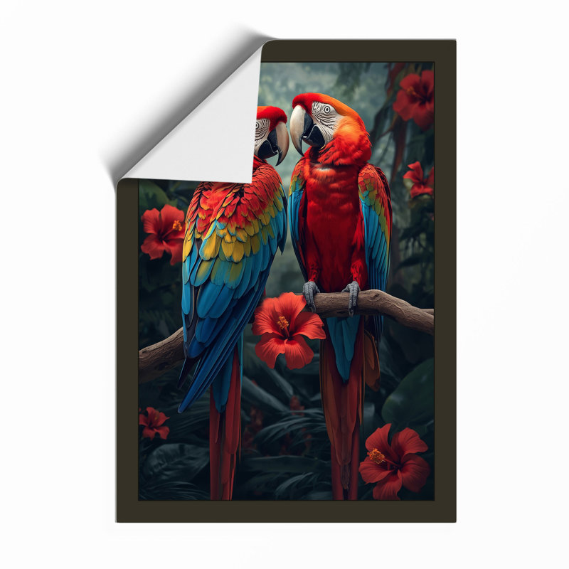 Macaws in Bloom Tropical - Framed Print, A3 - 42.0 x 29.7 cm, Unframed