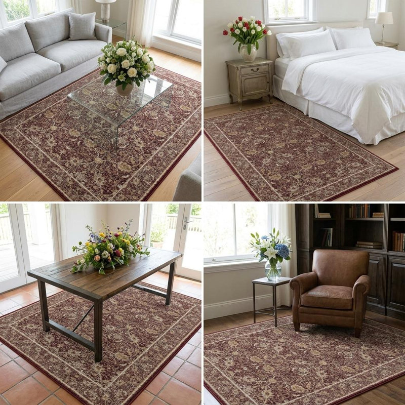Tapis rétro Tapis rétro Boho, Brun, Rectangle 5 pi x 7 pi