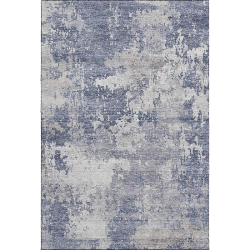 Premium Machine Washable Mayfield AMF2142 abstract Rug, Denim, 2'6" x 3'10"
