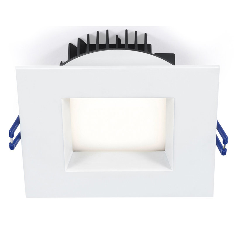 Garniture encastrée encastrée 4" plénums carrée régressé, Blanc, 4000 K