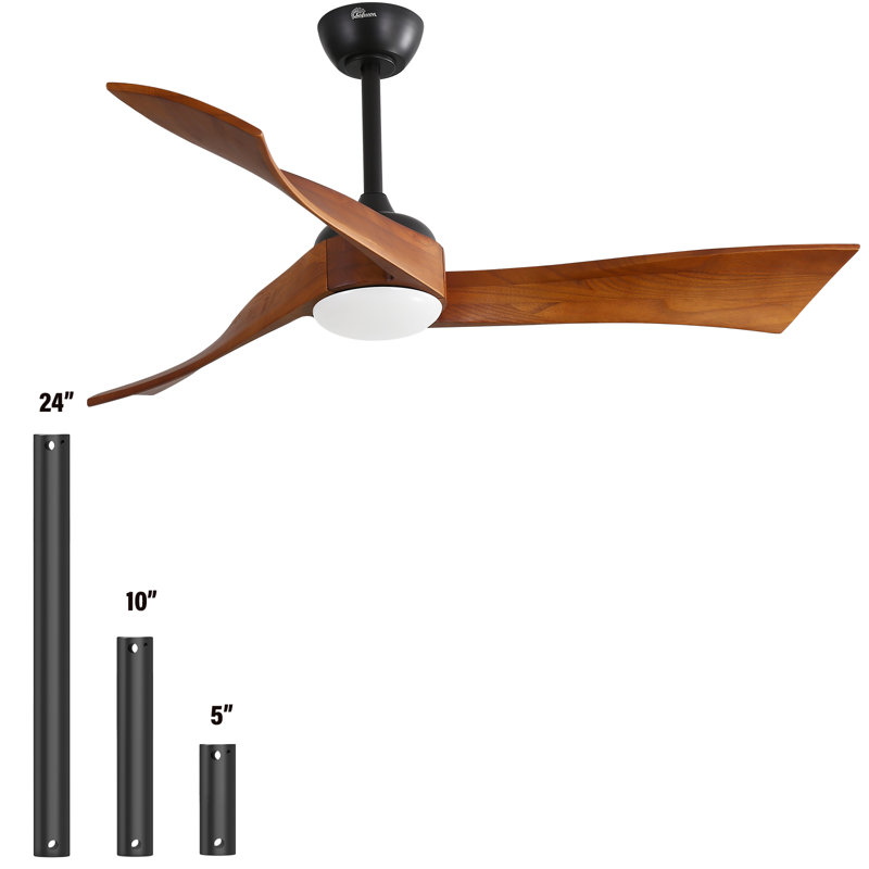 Desir 52cm Ceiling Fan with LED Lights, Black/Dark Brown Wood Blades