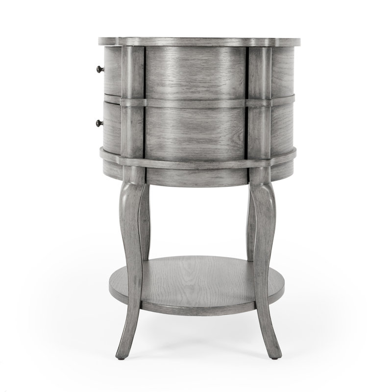 Jarvis Oval 2-Drawer Side Table, Gray