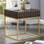 Table basse de style contemporain avec tiroirs de dissimulation en métal et pieds en acier doré avec glissières à roulement à billes à finition dorée et panneau de texture - non inclus (table incluse seulement)