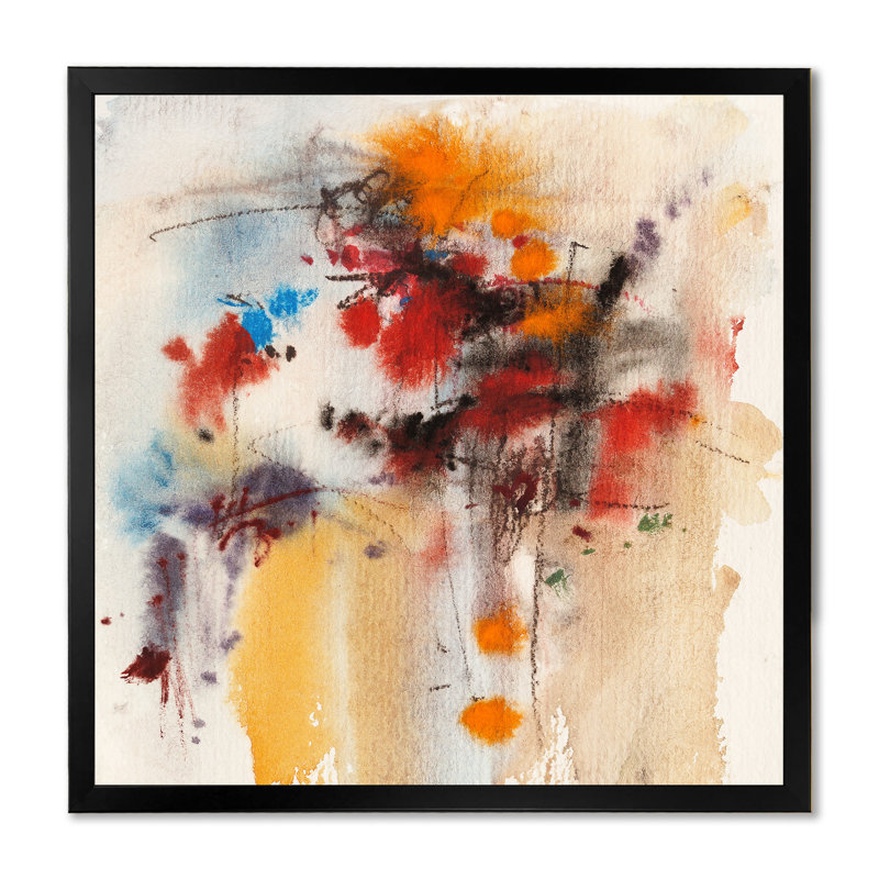 «Abstract Orange Meets Red», reproduction d'art moderne et contemporaine sur toile, Impression noire sur toile encadrée